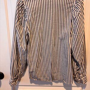 H&M Striped Ruffle Trim Blouse